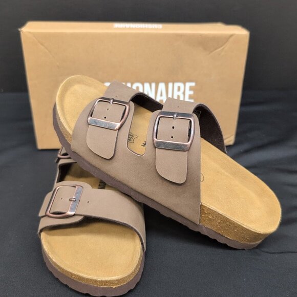 Cushionaire Lane Cork Double Buckle Footbed Women's Sandals US 6M Brown Nubuck - Picture 3 of 8